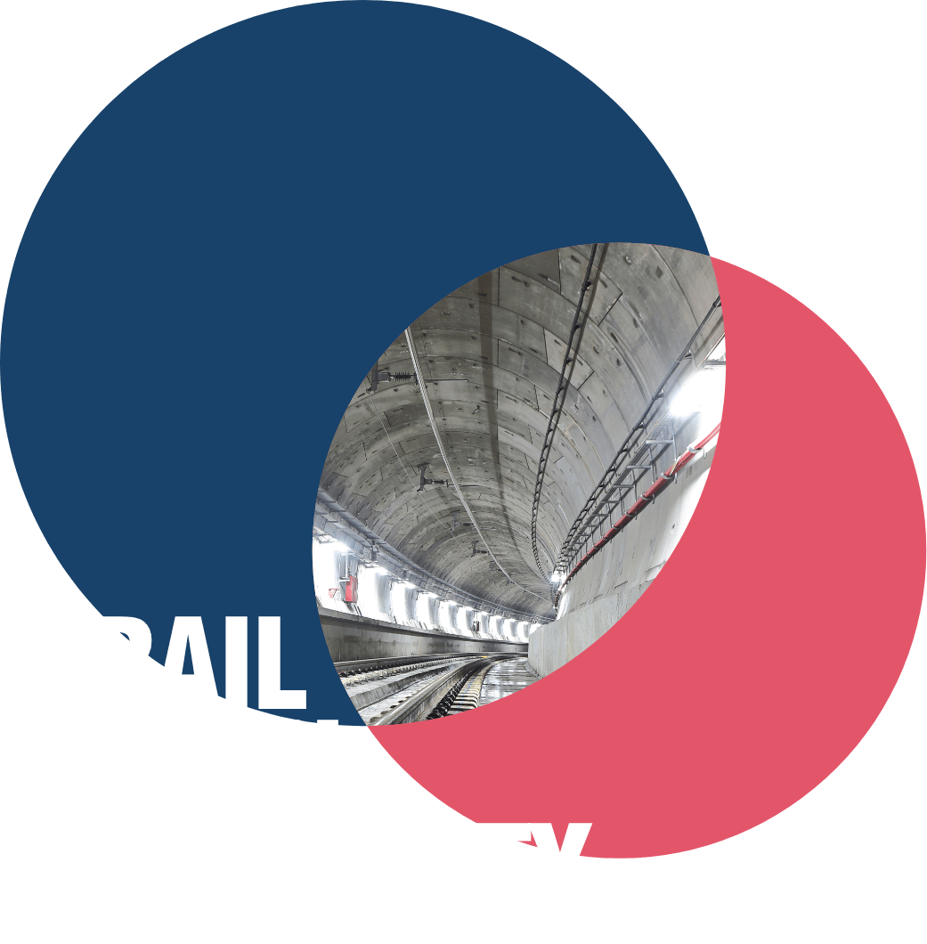 Image of underground railway with 'rail with integrity' slogan